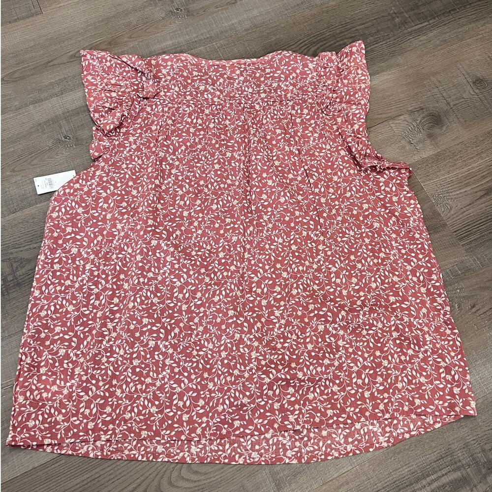 NWT Mauve Floral Cotton Blend V-neck Top - Picture 4 of 4